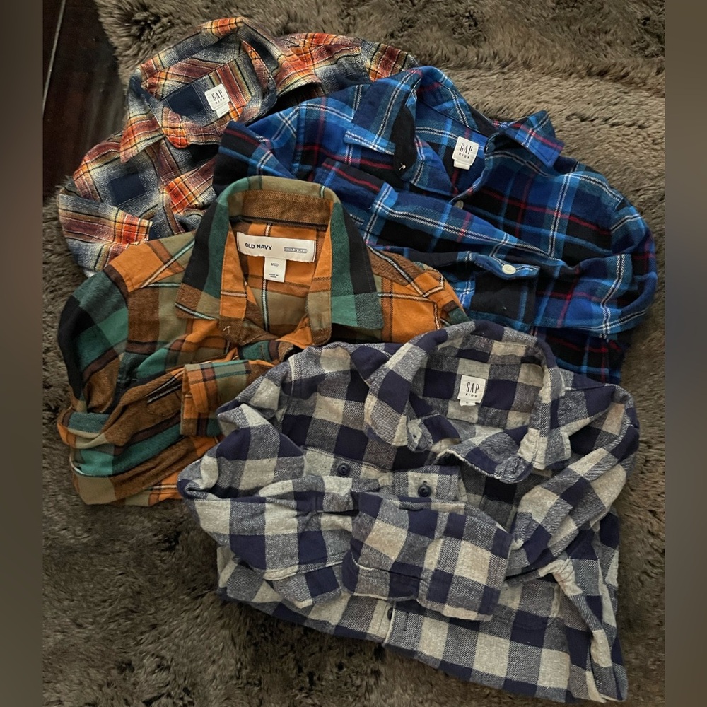 GAP/Old Navy Long-sleeve Plaid Boy Shirts SZ M